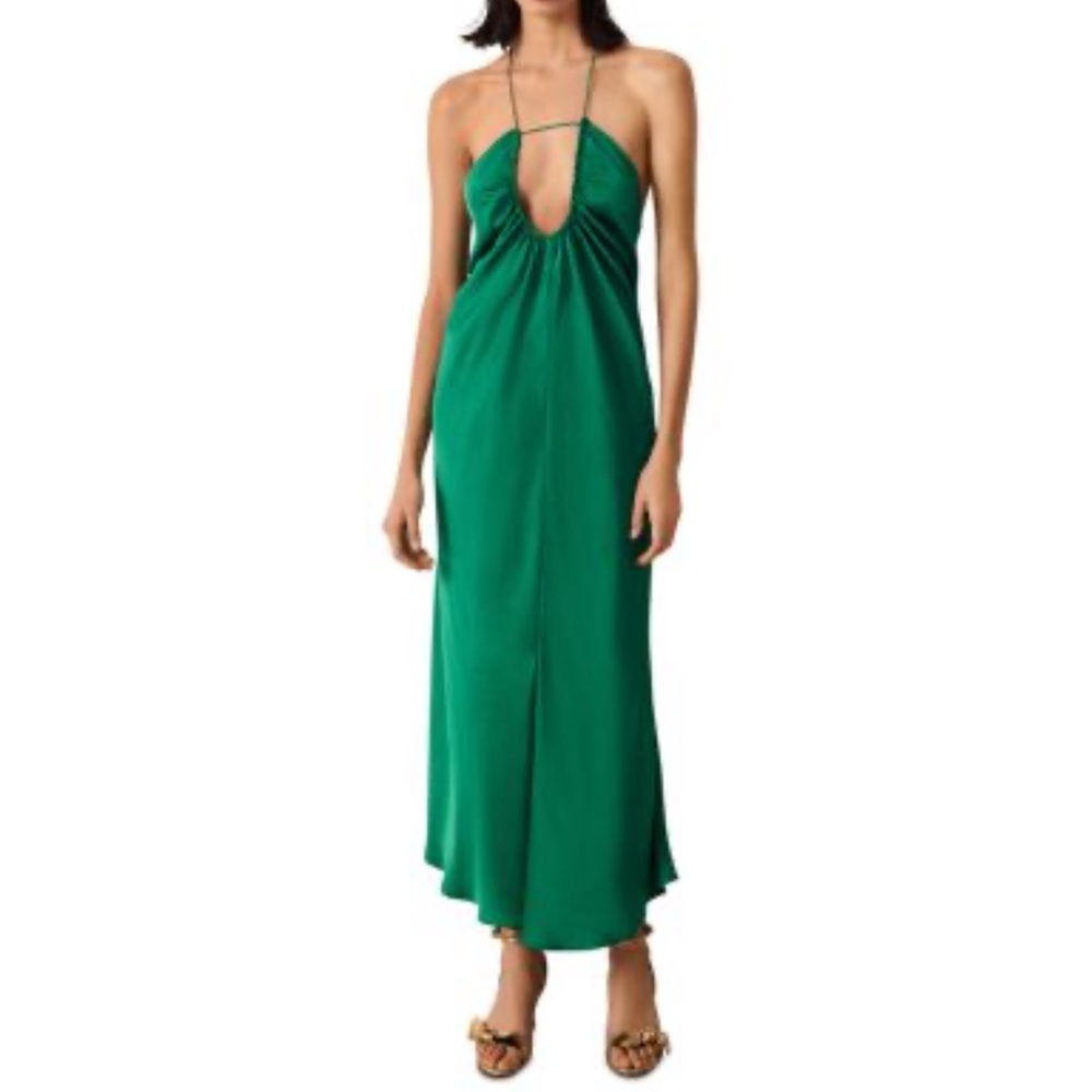 ba&sh Bradie U-neck Maxi Dress Sz Medium Green